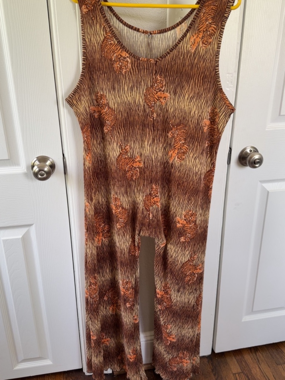 Brown & Orange Floral-Print Sleeveless Jumpsuit